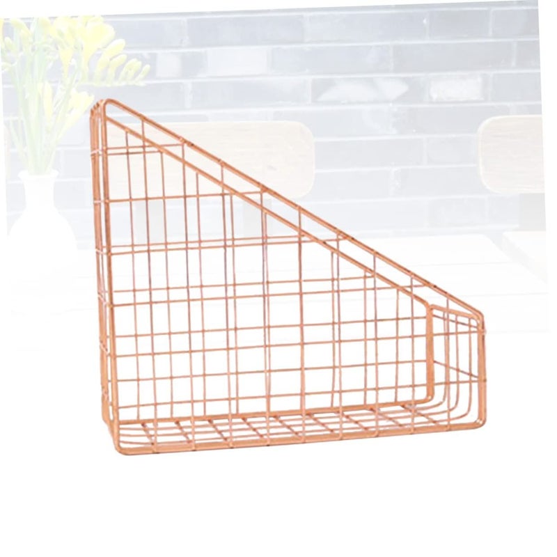 Metal Mesh Desktop Organizer Storage Box File Folder Basket For Office Home Shelf - Image 4