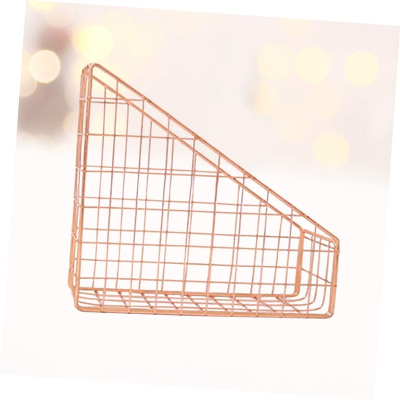 Metal Mesh Desktop Organizer Storage Box File Folder Basket For Office Home Shelf - Image 5