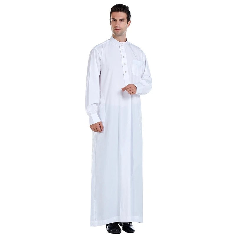 Men's Solid Color Mandarin Collar Kurta with Button Detailing - Image 4