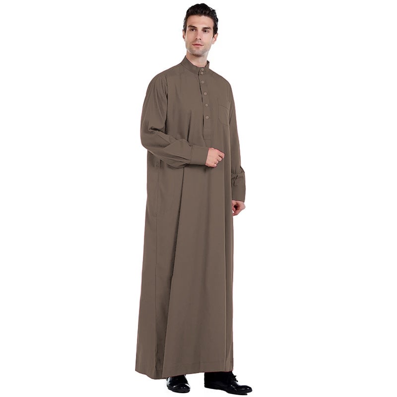 Men's Solid Color Mandarin Collar Kurta with Button Detailing - Image 1