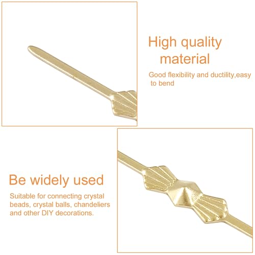 Murtenze 300Pcs Chandelier Connectors Clips Pins - Chandelier Replacements for Fastening Crystals Parts (40mm Gold) - Image 4