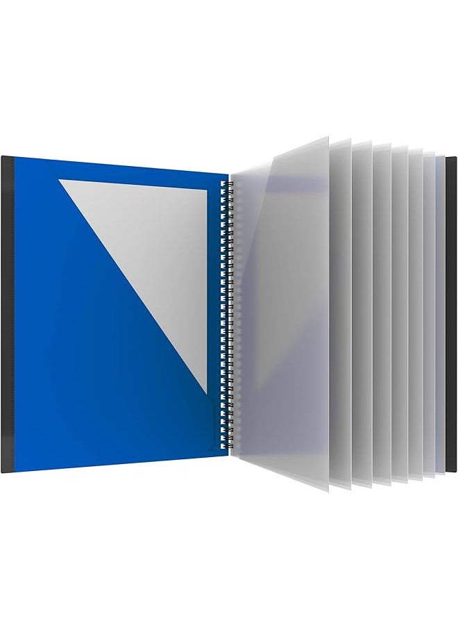 10 Pocket Folder Sturdy Plastic Spiral Portfolio Anti Tear Edges 8 Clear Pockets 2 Diagonal Interior Pockets Letter Size Blue 89331 - pzsku/Z3FAFC3A6927D8216CD33Z/45/_/1722500685/10c35c20-a641-4125-b004-23aab37587fc