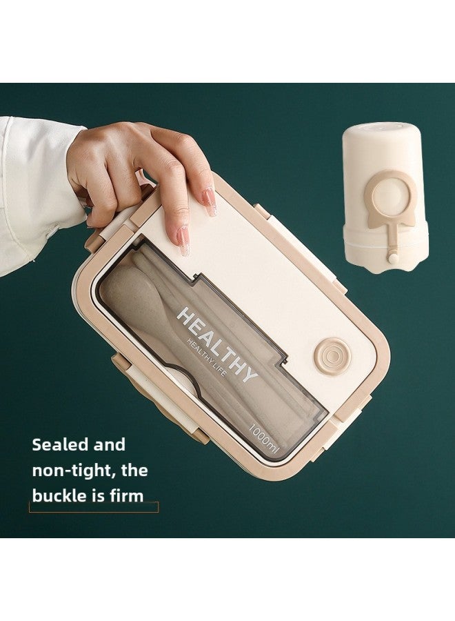 Cross-border Compartment Lunch Box Rectangular Plastic Student Lunch Box Can Enter The Microwave Oven Lunch Box With Handle Fresh-keeping Box-Specifications:1. Lunch Box 1000ml [blister Pack]]  - Image 4