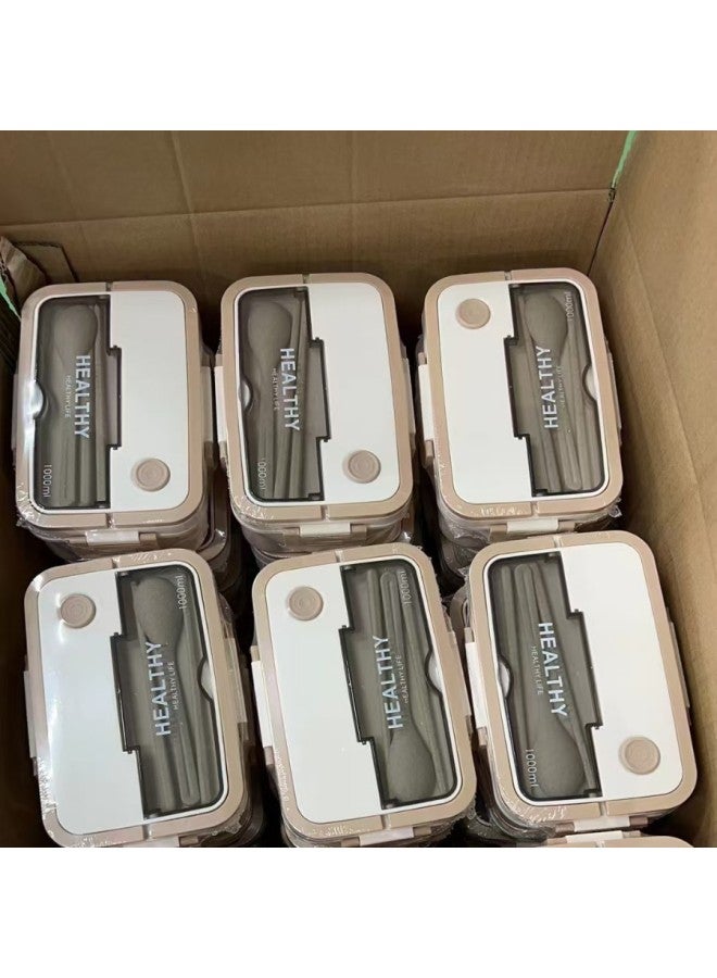 Cross-border Compartment Lunch Box Rectangular Plastic Student Lunch Box Can Enter The Microwave Oven Lunch Box With Handle Fresh-keeping Box-Specifications:1. Lunch Box 1000ml [blister Pack]]  - Image 1