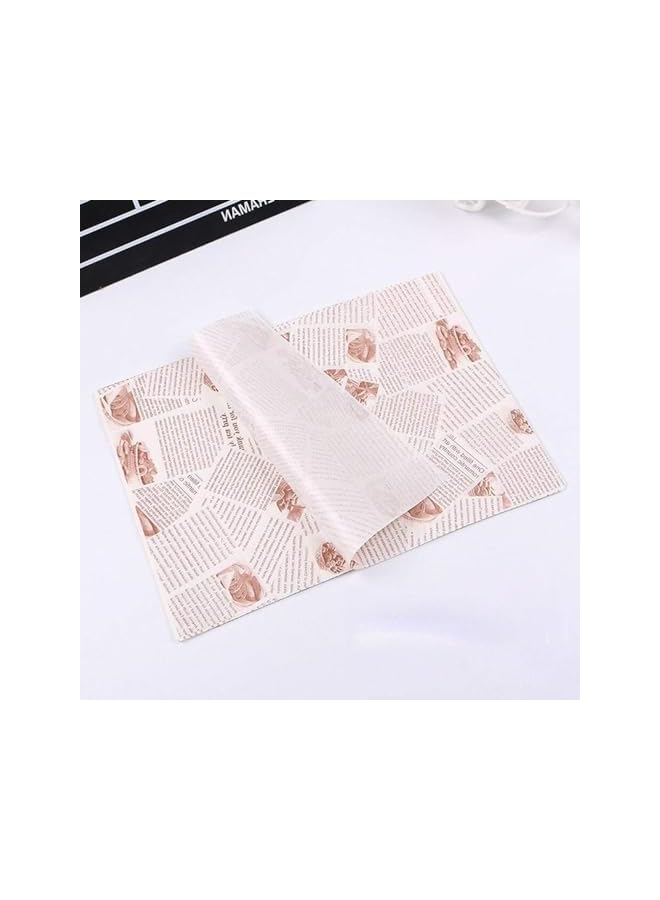 S-TOP Parchment Paper - 100Pcs Food Wrap Papers, Wax Baking Papers Disposable Oilproof Greaseproof Paper, Sheets Square Food Packaging Paper, Newspaper Material (120 * 120 CM) - Image 2