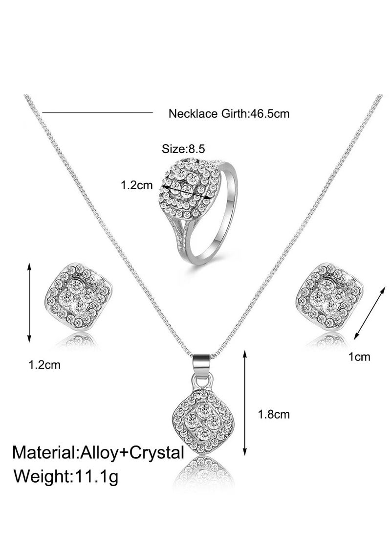 Yayan - Yayan Women's Glitter Jewelry Set Bridal Wedding Necklace Earrings and Ring - Image 1