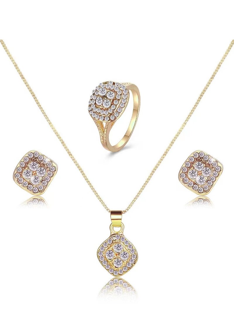 Yayan - Yayan Women's Glitter Jewelry Set Bridal Wedding Necklace Earrings and Ring - Image 1