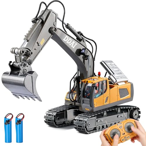 DDAI Remote Control Excavator Toys for Boys 812 Kids Best Gift Ideas for Age 3 4 5 6 7 8 9 10 Year Old Boy Rechargeable RC Construction Excavators Digger Vehicles Engineering Toys with Metal Shovel - Image 1