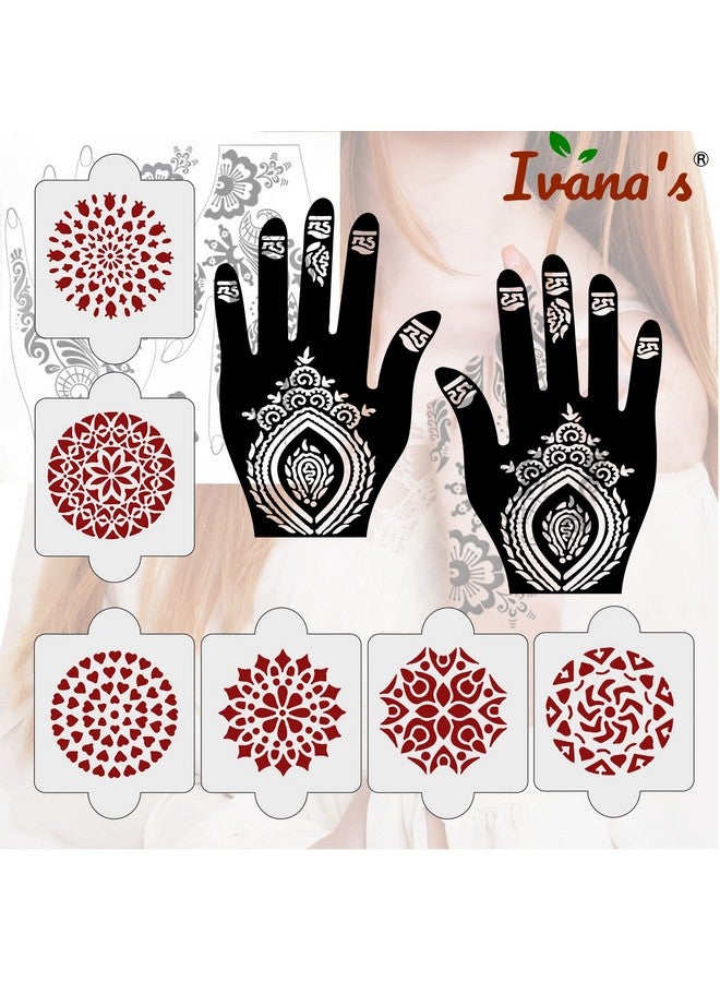 ivana's Pack Of 8 Pcs (2 Pcs Heena Stencil Tatto + 6 Pcs Laser Cut Pvc Reusable Heena Stencils), Heena Mehandi Sticker, Mehandi Stickers For Full Hand For Women, Girls And Kids, Easy To Apply, Ivh-71 - Image 5