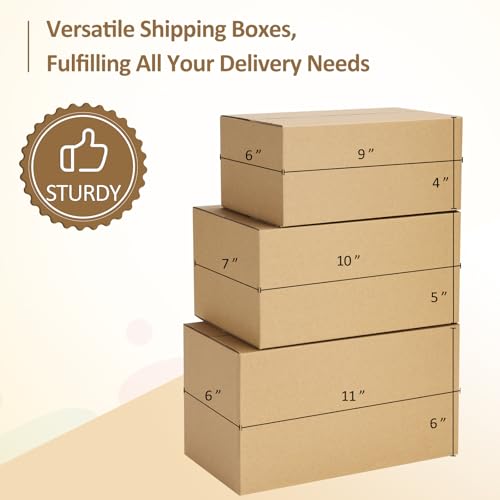 Eupako 30 Pack Small Shipping Boxes Assorted Sizes, 9x6x4 & 10x7x5 & 11x6x6 10 PCS Each Mailing Boxes, Brown Corrugated Box Mailers, Cardboard Boxes for Packaging Small Business - Image 4
