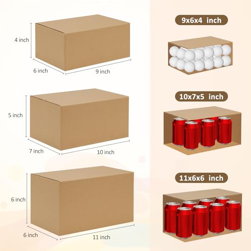 Eupako 30 Pack Small Shipping Boxes Assorted Sizes, 9x6x4 & 10x7x5 & 11x6x6 10 PCS Each Mailing Boxes, Brown Corrugated Box Mailers, Cardboard Boxes for Packaging Small Business - Image 2