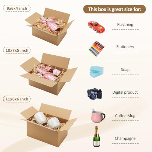 Eupako 30 Pack Small Shipping Boxes Assorted Sizes, 9x6x4 & 10x7x5 & 11x6x6 10 PCS Each Mailing Boxes, Brown Corrugated Box Mailers, Cardboard Boxes for Packaging Small Business - Image 3