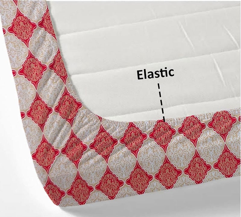 Temoli® Premium Cotton Elastic Fitted Bedsheet King Size 72X78X8 Inch with 2 King Size Pillow Covers 18x28 Inch (Box-Red) - Image 3