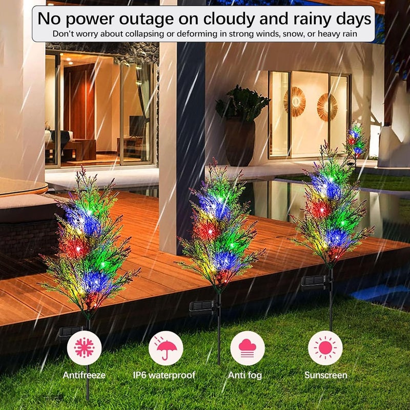 klarako Christmas Decorations Outside, Solar Garden Lights, Solar Christmas Tree Garden Stake Lights Outdoor Waterproof, Multi-Color Christmas Tree Pathway Lights for Christmas Yard Holiday Decorations (4PC) - Image 5
