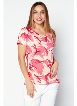 Women Round Neck Short Sleeve Printed T-Shirts, Pink Combo - pzsku/Z3FAFF5345D5FE1AF51ABZ/45/_/1728397123/cf0e6a10-3a49-4add-82f4-2f5ef2febef1