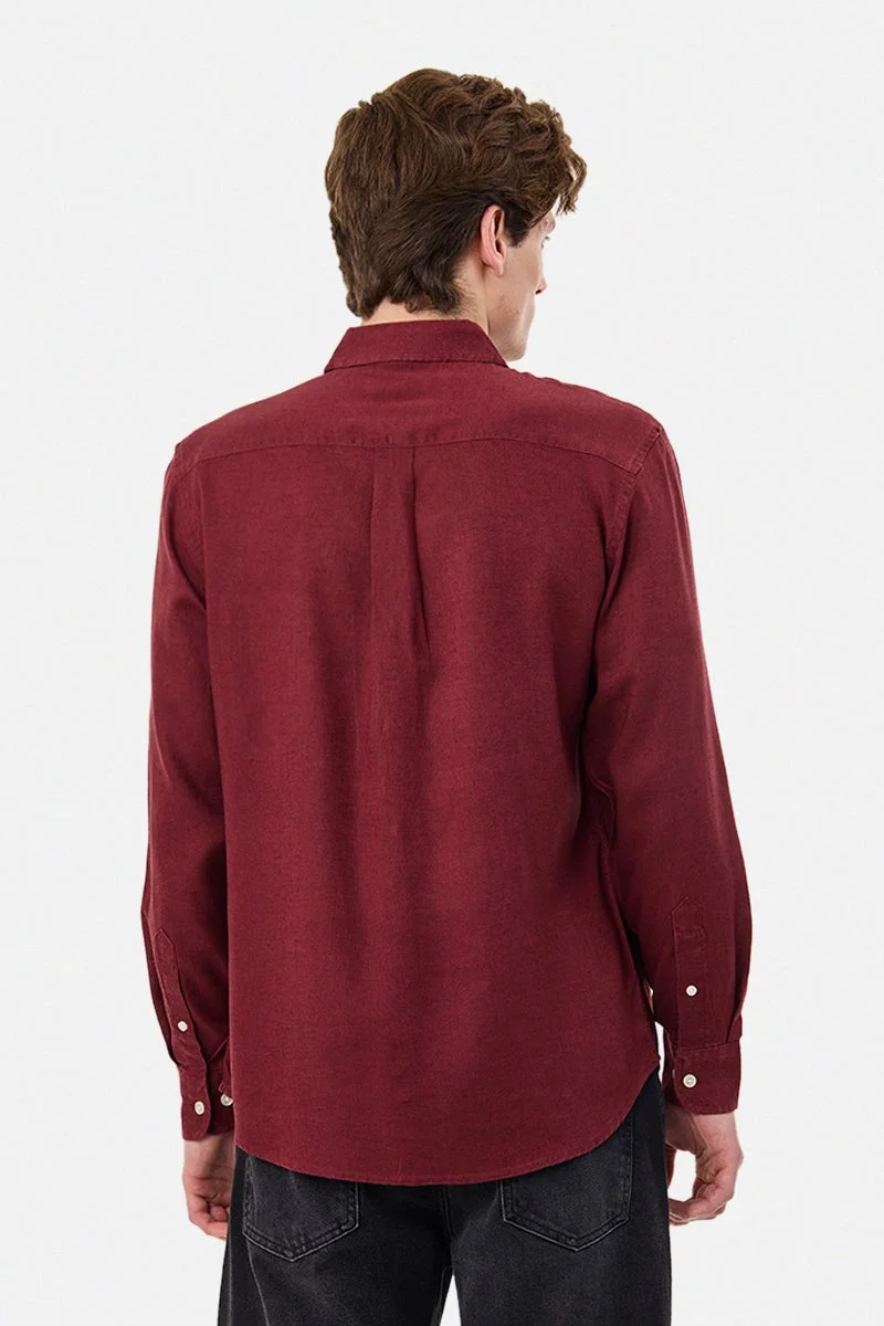 Snitch Maroon Linen Blend Regular Fit Shirt for Men | Best Price UAE