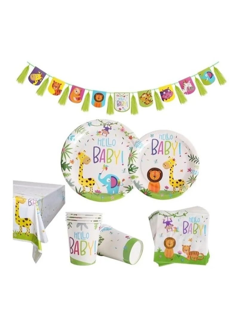 114 Pieces Party Supplies Disposable Dinnerware Set, Dinner/Dessert Plates Napkins Cups Straws Forks, Party Tableware Kits for Wedding, Birthday, Baby Bridal Shower  - Image 1