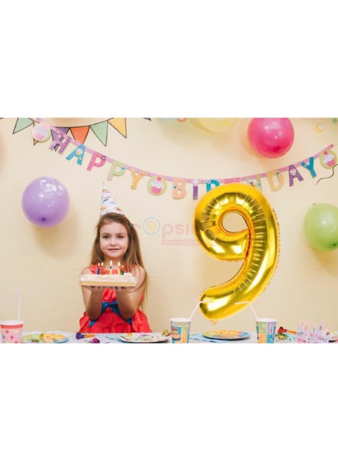 الذهب رقم 9 بالون حفلة مهرجان زينة عيد ميلاد الذكرى جامبو احباط بالونات الهيليوم الطرف - Image 4