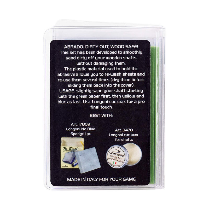 Longoni Abrado Ultra Fine Sanding Sheets for Smoothing Burnishing Billiard Pool Cue Shafts 3 Sanding Grades 4 Complete Sets - Image 5