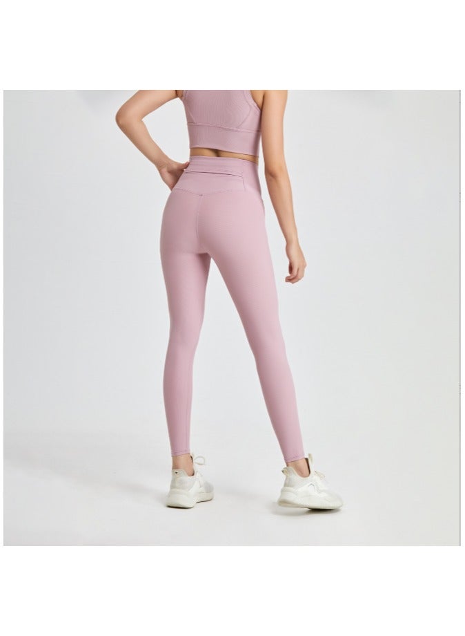 بنطلون يوغا، بنطلون لياقة بدنية، طماق، مقاس كبير، لون وردي - Image 1