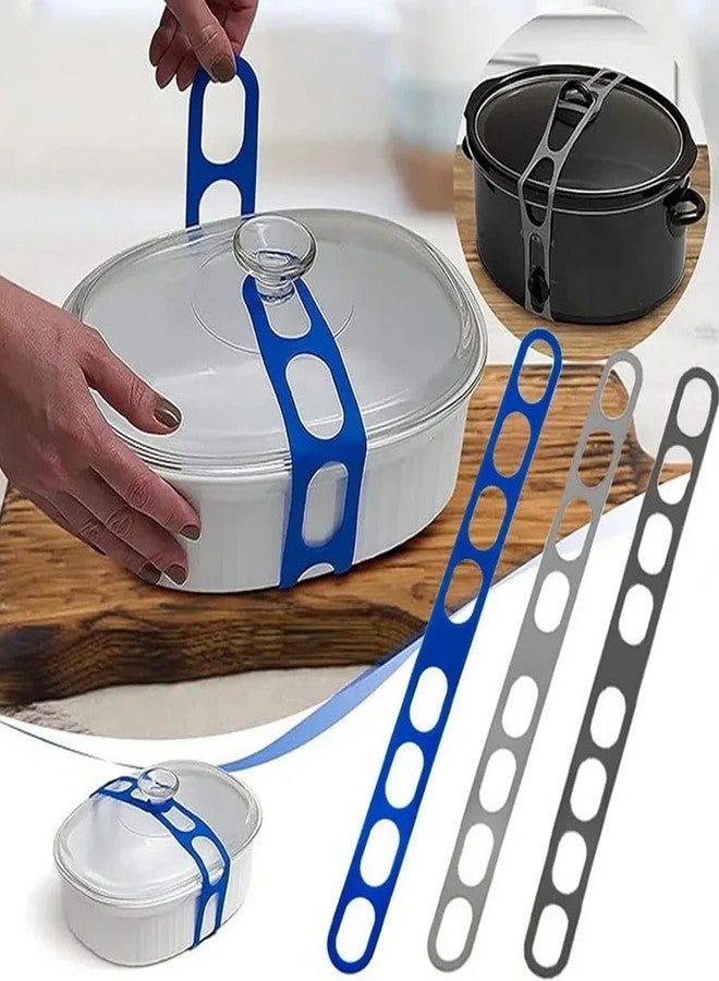 GRITOSE 3 Elastic Silicone Black Grey Blue Bands Reusable Jar Lid TiesSelf-Lock Silicone Tie for Bundling strap for Yoga Mat，crockpots,Cords, Kitchen Supplies - Image 2