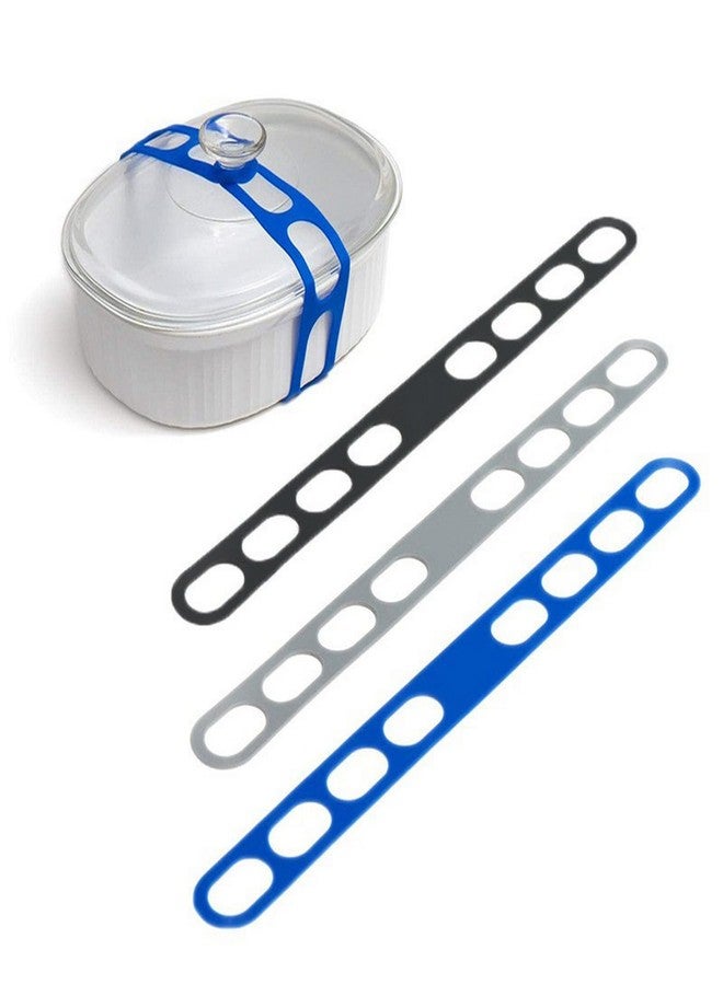 GRITOSE 3 Elastic Silicone Black Grey Blue Bands Reusable Jar Lid TiesSelf-Lock Silicone Tie for Bundling strap for Yoga Mat，crockpots,Cords, Kitchen Supplies - Image 1