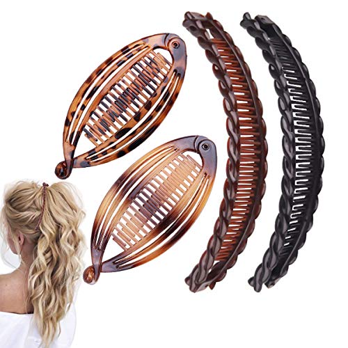 Aaiffey 4pcs Banana Hair Clips Vintage Clincher Combs Tool for Thick Curly Hair Accessories Fish Shape Ponytail Holer Claws Grips Clamp Clip Claws Set for Women - Image 1
