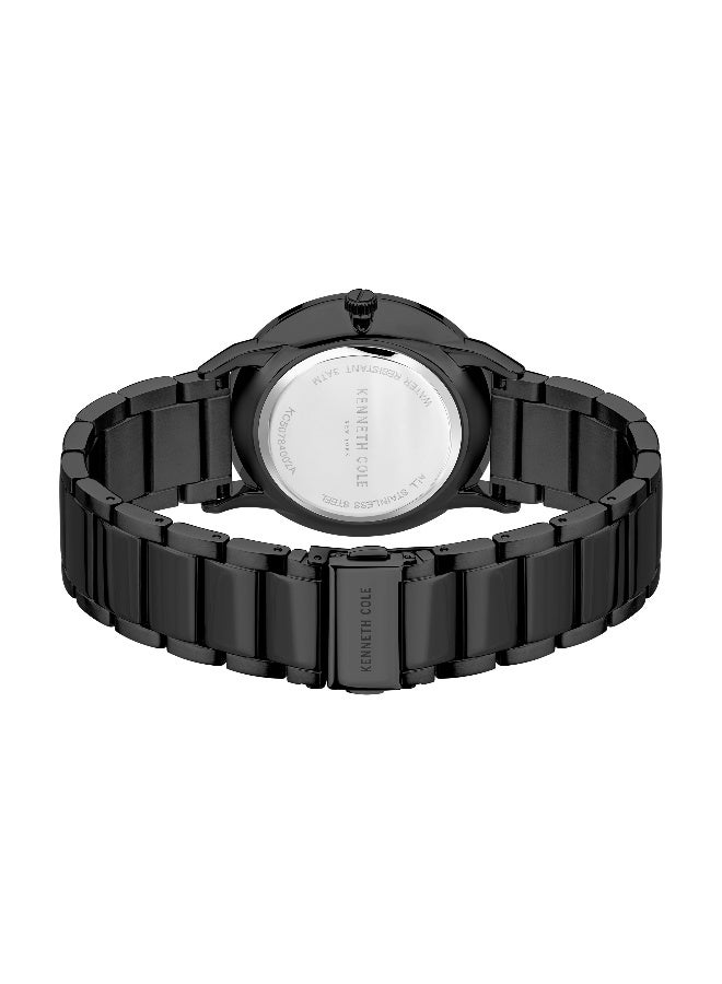 Kenneth Cole New York Modern Classic Blue Black Dial Black Stainless Steel Bracelet Analog Watch for Men - 42mm - Image 3