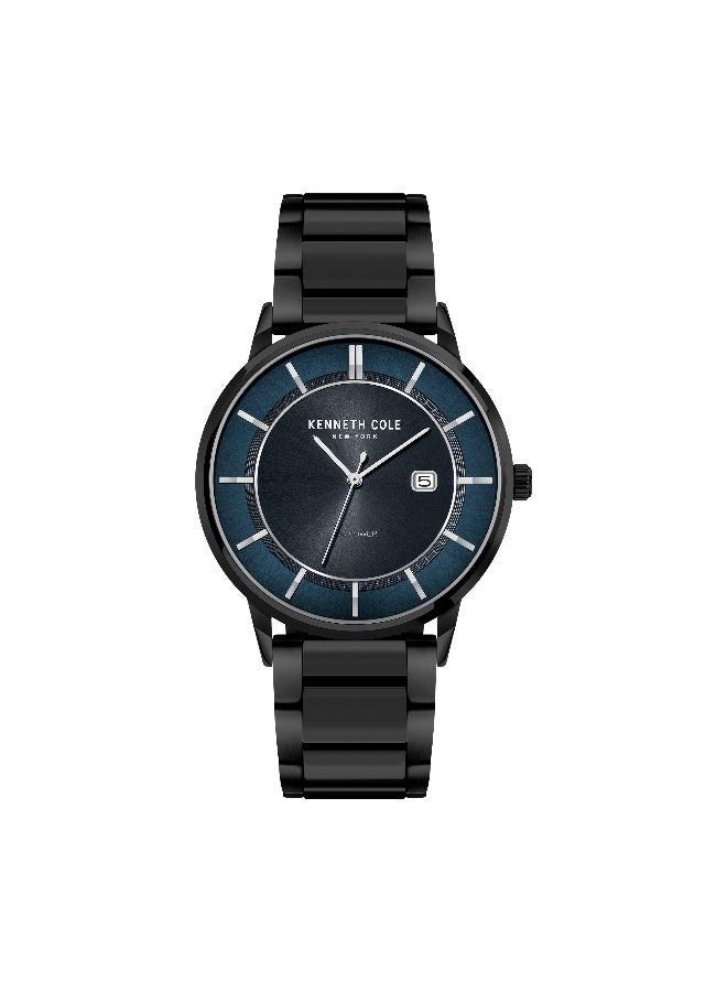 Kenneth Cole New York Modern Classic Blue Black Dial Black Stainless Steel Bracelet Analog Watch for Men - 42mm - Image 1