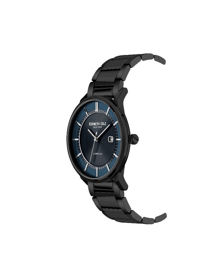 Kenneth Cole New York Modern Classic Blue Black Dial Black Stainless Steel Bracelet Analog Watch for Men - 42mm - Image 2