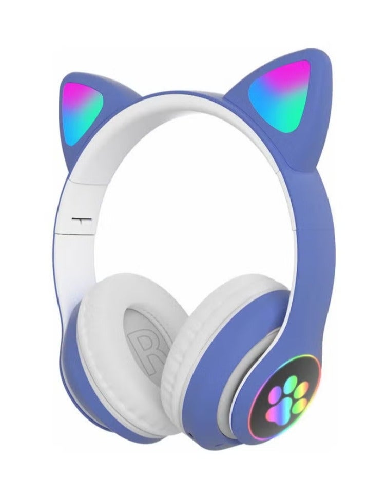 إيزي سو سماعة رأس قابلة للطي بتصميم أذني قطة متعدد الألوان