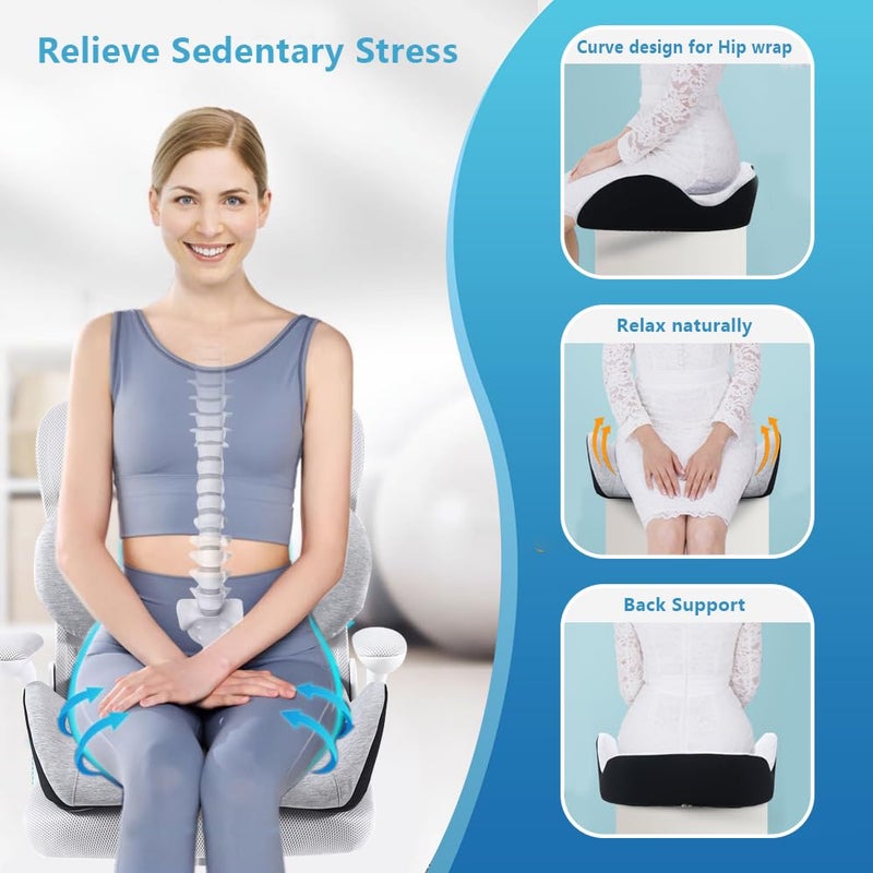 Lexeme X Large Memory Foam Seat Cushion Lumbar Support Pillow for Sciatica & Tailbone Pressure Relief Coccyx Pad for Office Chair, Car,Wheelchair,Home,Office - Image 3