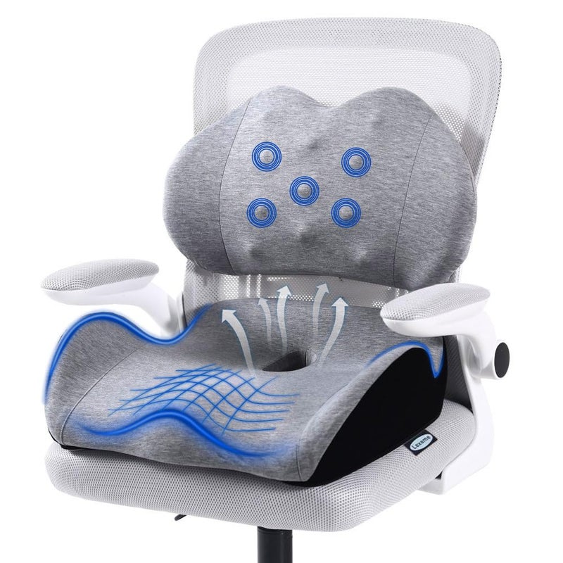 Lexeme X Large Memory Foam Seat Cushion Lumbar Support Pillow for Sciatica & Tailbone Pressure Relief Coccyx Pad for Office Chair, Car,Wheelchair,Home,Office - Image 1