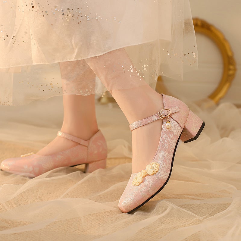Funds Spring 2024 Antique Buckle Cheongsam 33-47 Size Size Guofeng Hanfu Shallow Mouth Single Shoes - Image 5