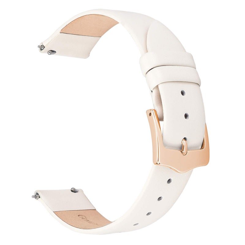 EACHE Cream White Leather Watch Bands for Women 18mm Ladies Off White Leather Watch Straps with Rose Gold Buckle - Image 1