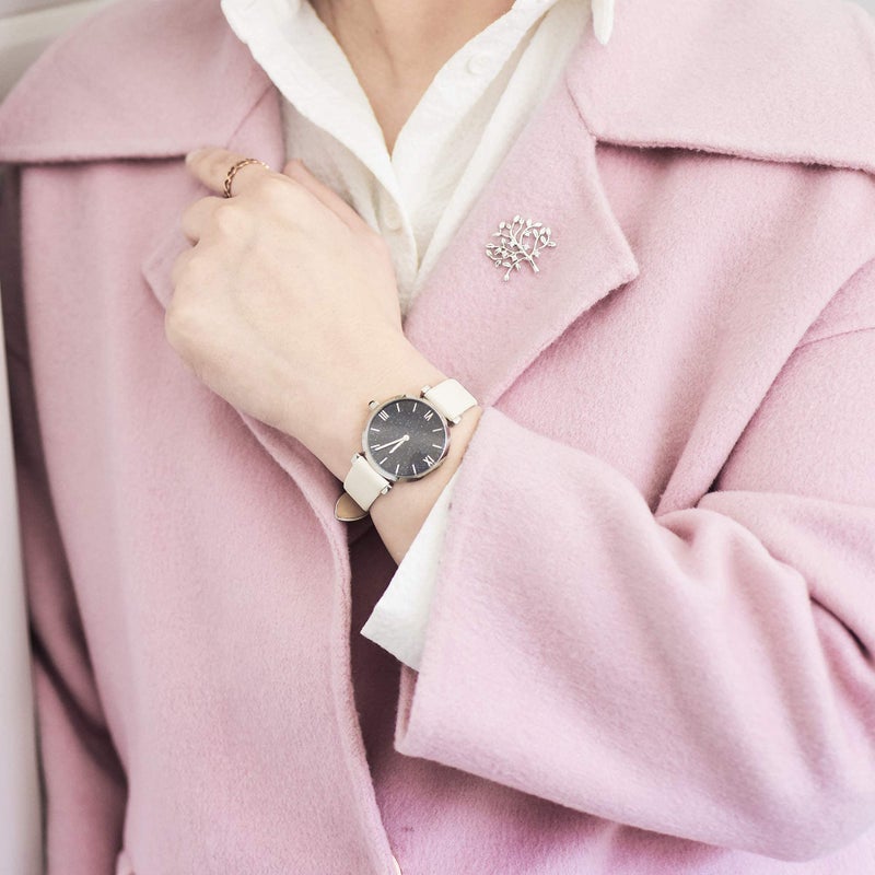 EACHE Cream White Leather Watch Bands for Women 18mm Ladies Off White Leather Watch Straps with Rose Gold Buckle - Image 3