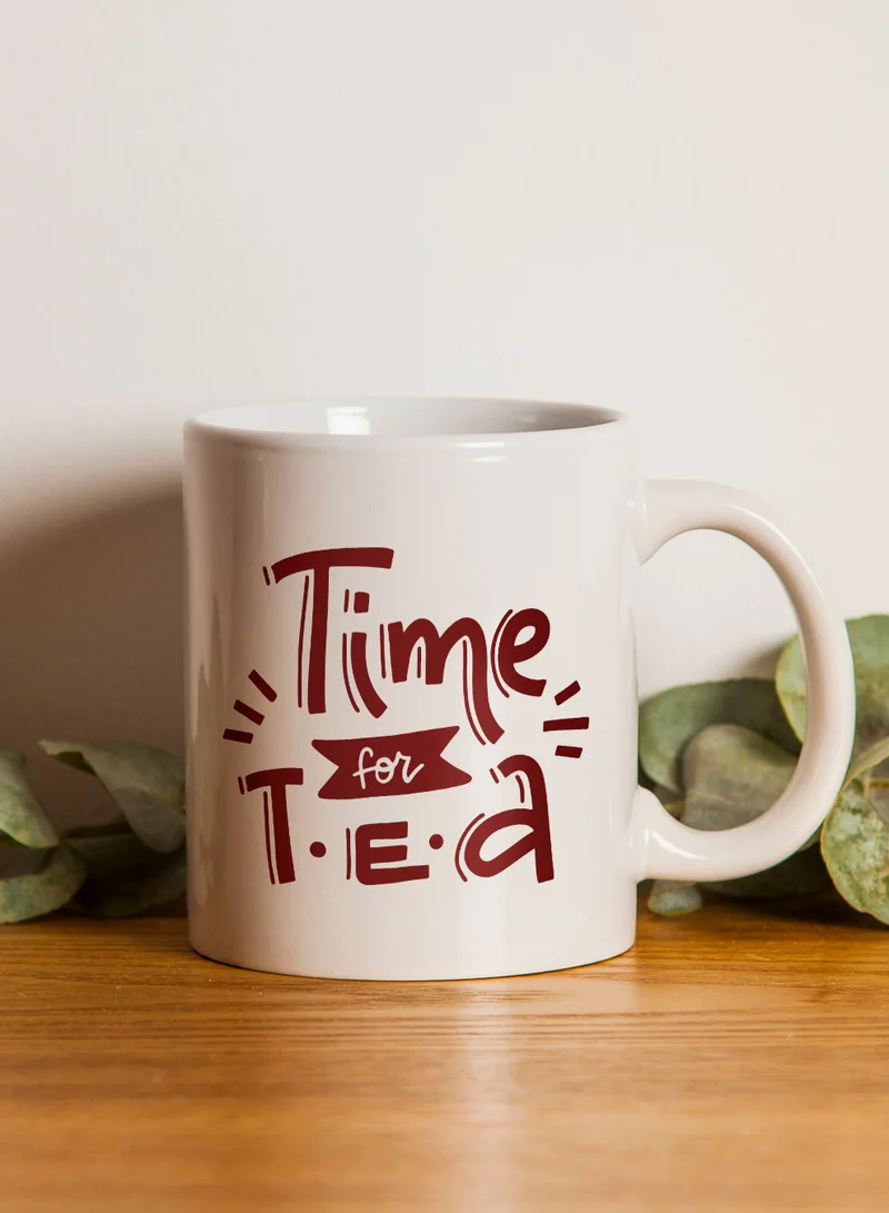 LOWHA 11 oz Ceramic Mug with Time For Tea Design