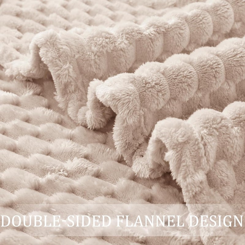 Extra Large Soft Fleece Throw Blanket, 50x70 Inches Stylish Jacquard Throw Blanket for Couch, Fuzzy Cozy Lightweight for All Season, Camel - Image 5