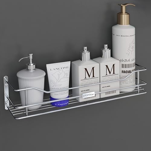 Plantex Stainless Steel Bathroom Shelf/Shelf for Bathroom Organizer/Wall Shelf for Bathroom with Railings/Kitchen Storage Shelves-(18 inch, Chrome) - Image 1