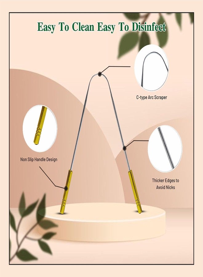 NURPI Tongue Scraper Medical Grade 100% Stainless Steel Tongue cleaner with brass handle for Oral Care & Bad Breath, Easy to Use for Adults for pc 2 - Image 2