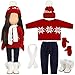 Bencailor 6 Pcs 18 Inch Christmas Doll Clothes and Accessories Winter Outfits Set Sweaters Trousers Hats Shoes Gloves for 18 Inch Doll GiftsRed White - Image 3