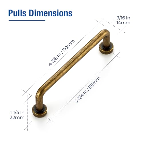 JOY DECOR Cabinet Pulls 334 Inch Hole Center Antique Brass 10 Pack Zinc Alloy Cabinet Handles for Drawers Cupboard Vintage Style Hardware for Kitchen Bathroom Dresser Furniture Makeover - Image 3