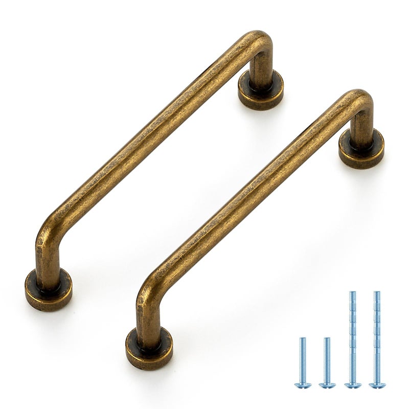 JOY DECOR Cabinet Pulls 334 Inch Hole Center Antique Brass 10 Pack Zinc Alloy Cabinet Handles for Drawers Cupboard Vintage Style Hardware for Kitchen Bathroom Dresser Furniture Makeover - Image 2