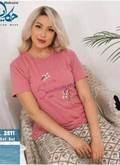 Star Tex Summer Pajamas Home Wear Summer Cotton Half Sleeve Women Chest Embroidery Pajamas  - Image 1