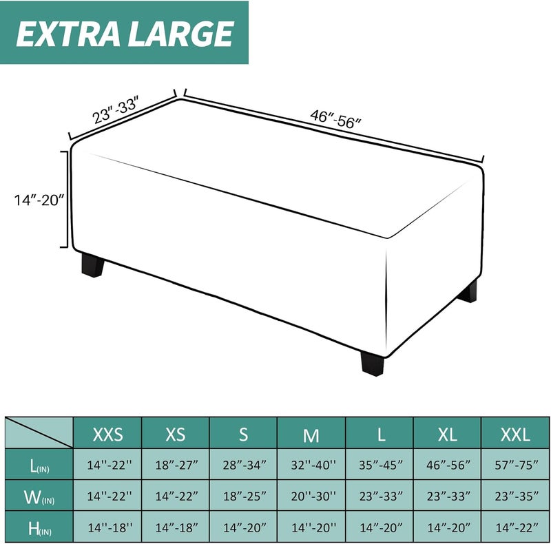 MAXIJIN Velvet Ottoman Cover Rectangular Stretch Square Ottoman Covers Slipcover Rectangle Washable Foot Stool Cover Thick Storage Protector with Elastic Bottom (Ottoman X-Large, Silver Grey) - Image 3