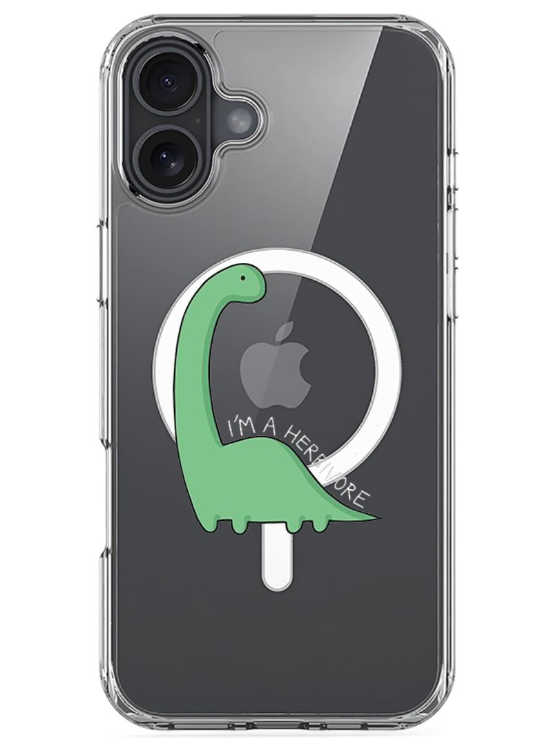 Theodor Magnetic Case for Apple iPhone 17 Compatible with MagSafe Wireless Charging, Shockproof Phone Bumper Cover - Dino - White - Image 1