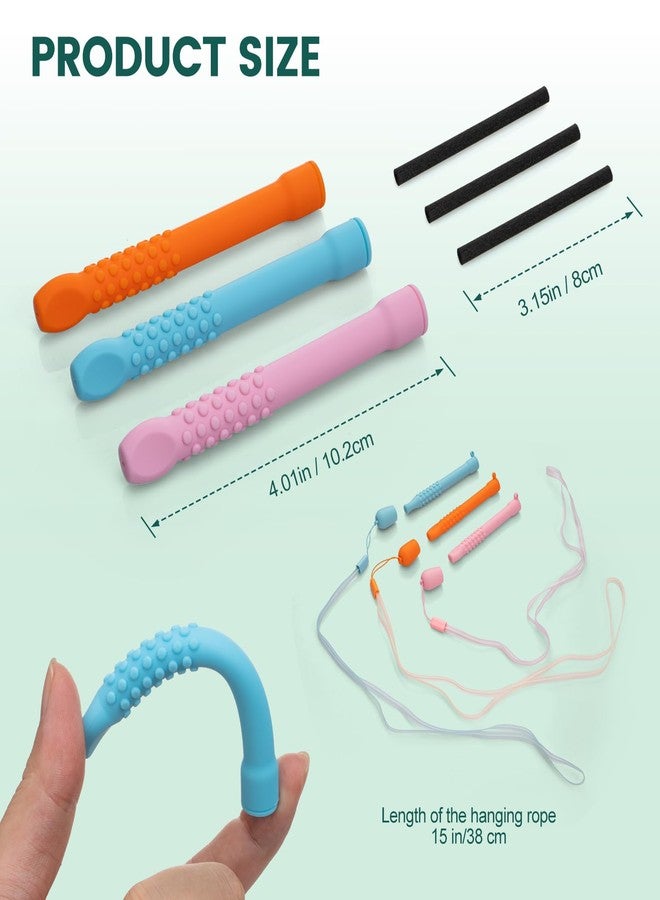 Captain Blues 3 Pack Chewable Silicone Aroma Sticks with Essential Oils for Stress Relief & Fresh Breath, Improving Pen Biting & Smoking Habits. (Multicolor - Image 4