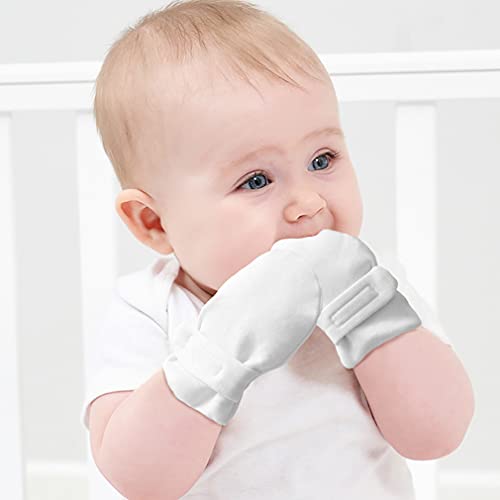 Reyow Newborn Baby No Scratch Mittens Stay On, 100% Cotton Breathable, Adjustable Infant Gloves for Baby Boys Girls Mittens - Image 4