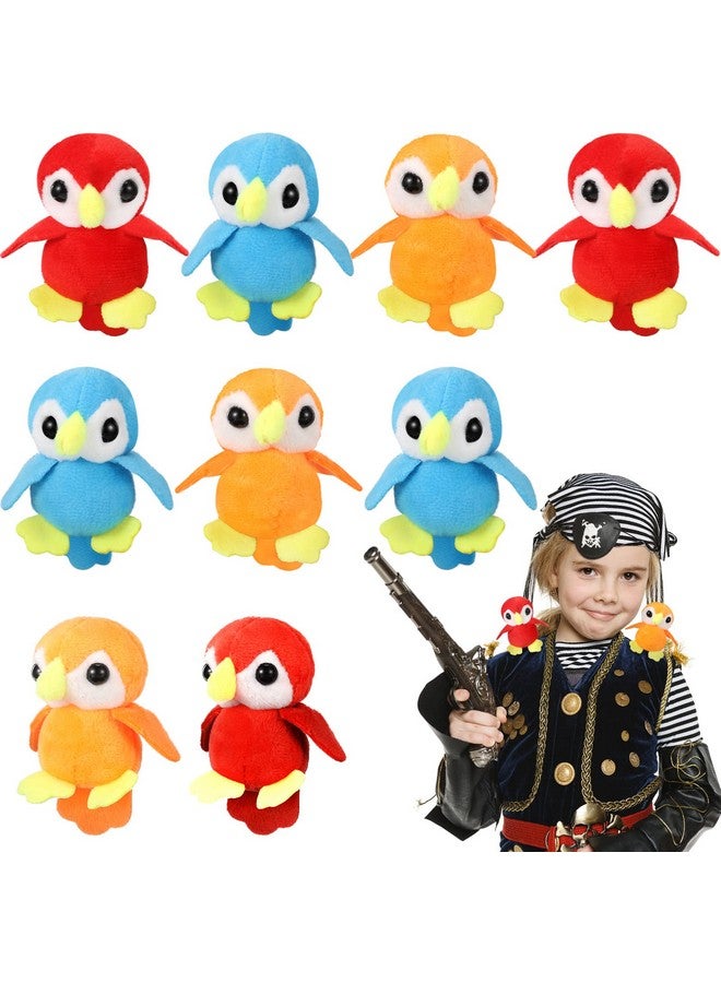 Zomiboo 9 Pieces Stuffed Parrot on Shoulder Soft Parrot Plush Animal Pirate Costume Accessory 3.5 Inch Blue Scarlet Orange Bird Toys Stuffed Bird for Holiday Pirate Party Decoration Supplies - Image 1