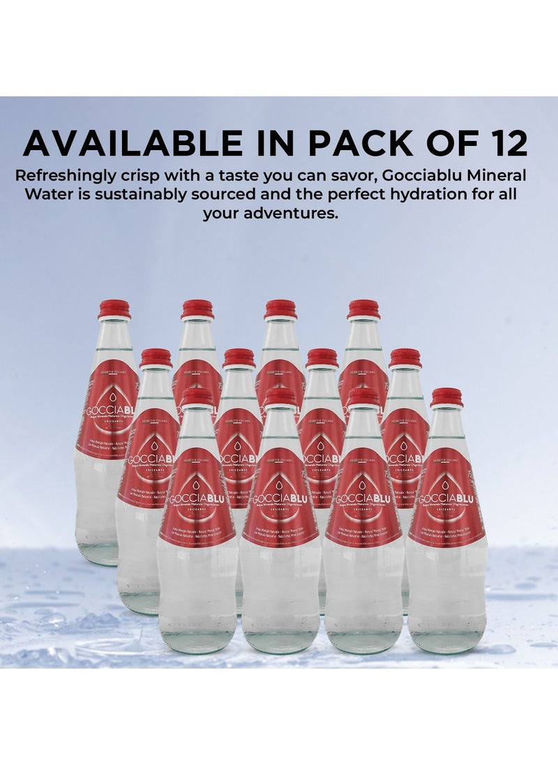 GocciaBLU - Gocciablu Mineral Water Sparkling Glass Bottle- Carbonated Water- 750mL (Pack of 12) - Image 1
